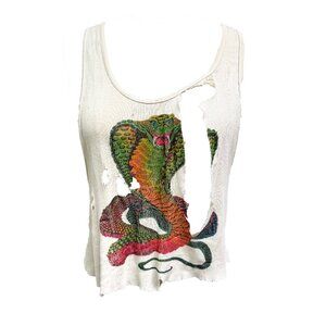 Vintage Distressed Cobra Tank – Rock & Roll Snake Graphic Muscle Shirt, Naturall